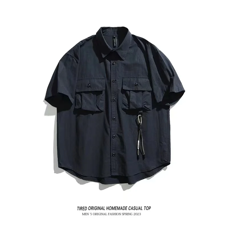 

Retro Bouse Japanese Workwear Short-sleeved Shirt Men's Summer Loose Casual Versatile Cityboy Shirt Trendy Button Pocket Jacket
