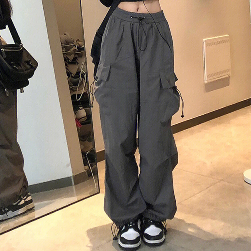 

Safari Style Pants For Women Casual Loose Pants Pockets Retro Streetwear Vintage Female Trousers Oversized Wide Leg Cargo Pants