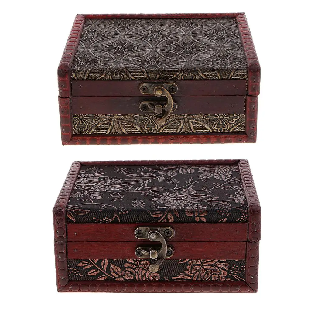 

Small Vintage Wooden Jewelry Box Storage Oraganizer Case Holder