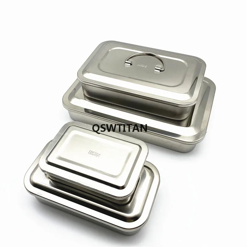 304 thick Stainless steel Sterilization tray box square plate without hole cover dental surgical instruments