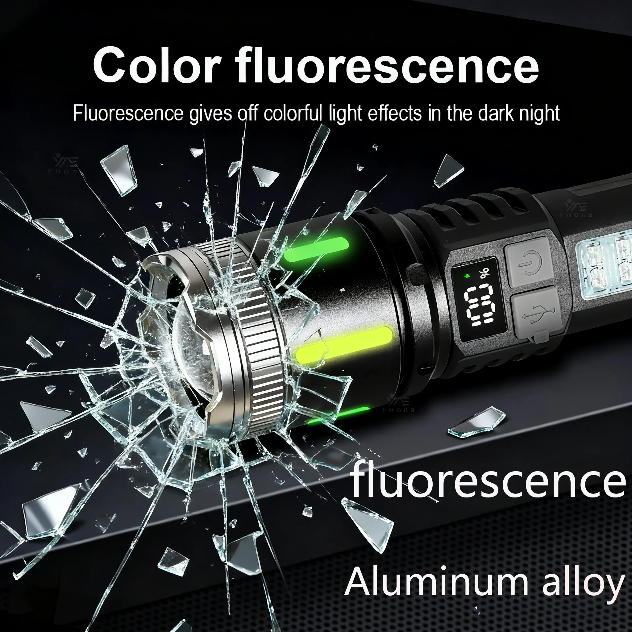 Tactical Self Defense Flashlight Personal Protection Led Flashlight USB Rechargeable Battery Display Lightweight Climbing Torch