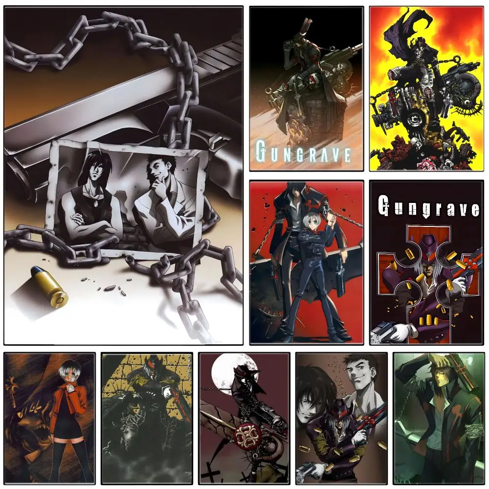 Cyberpunk Anime G-GUNGRAVE Poster  Self-adhesive Art Waterproof Paper Sticker Coffee House Bar Room Wall Decor