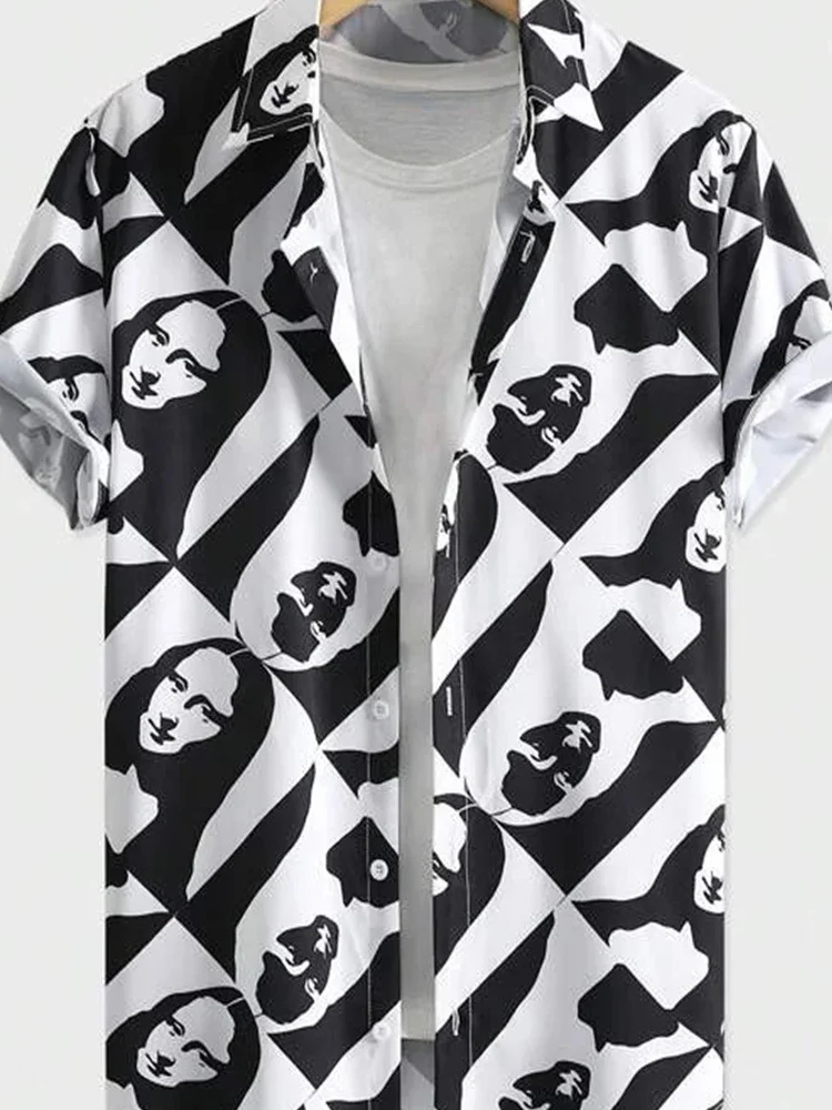 

Мужская удобная дышащая летняя ort Sve с свободным цветочным узором, повседневная коллекция на пуговицах среднего года