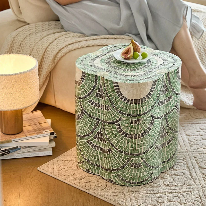k*-Creative Natural Shell Tea Table,Luxury Coffee Table,Art Storage Table Desk,Bedroom Bedside Table,Nordic Furniture,Tea Platfo
