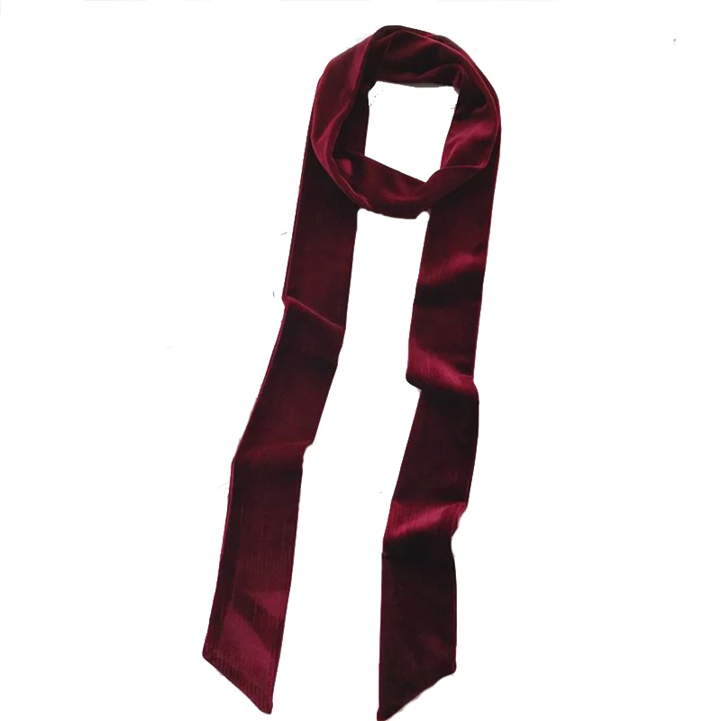 Bufanda larga fina de satén de terciopelo para mujer, cinturón de cintura de Color puro, correa para bolso, banda para el pelo, Briti Sle decorativo, Rectangular, primavera Su...