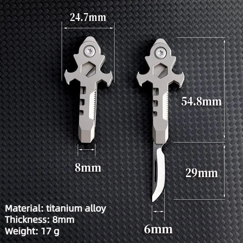Mini TC4 Titanium Alloy Folding Knife EDC Portable Keychain Pendant Unboxing Knife Express Unpacking Pocket Camping Hand Tool