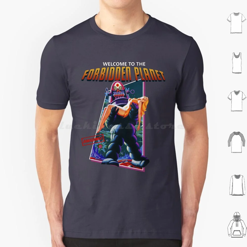Camiseta de planeta prohibido de algodón para hombres y mujeres, estampado artesanal, planeta prohibido, Leslie Nielsen, película clásica, películas de culto, ciencia