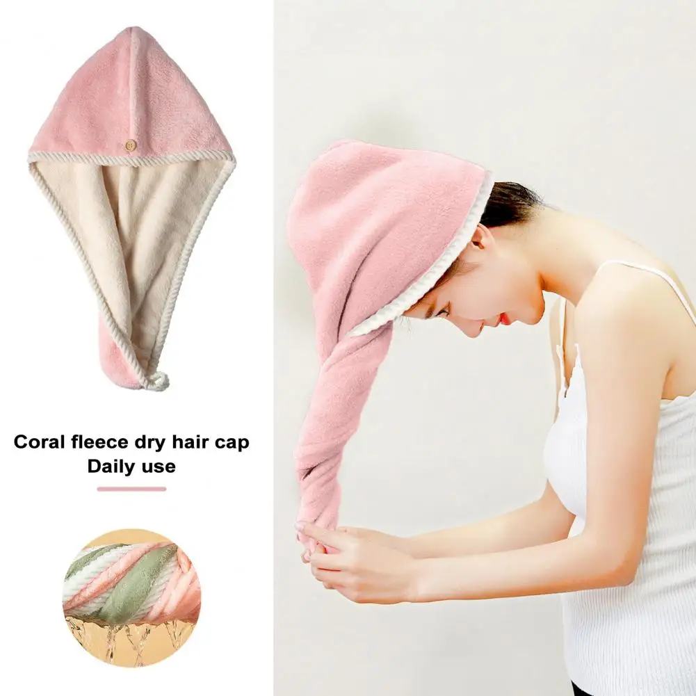 

Fast-drying Double-layer Coral Velvet Hair Towel Highly Absorbent Hat for Thickened Dry Hair Achieve Quick Drying with This