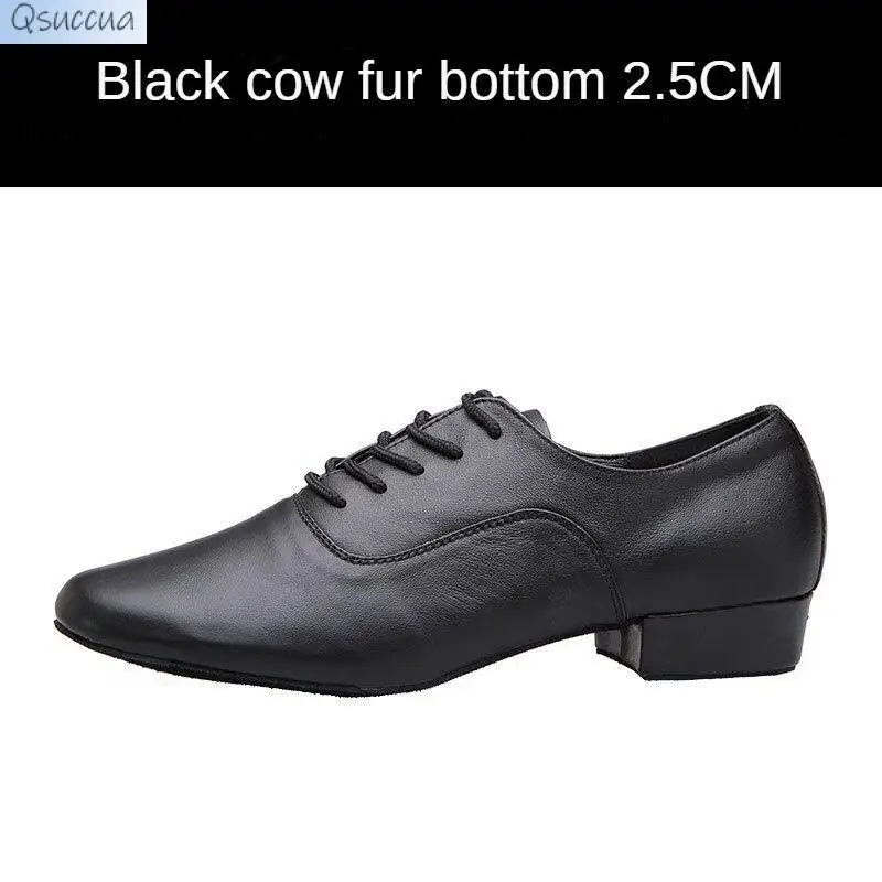 Sepatu dansa pria, kulit sapi lembut sol Latin Modern