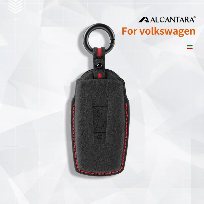 

Car Key Smart Remote Case Cover For Volkswagen 2018 2019 2020 2021 Touareg 3 Button Alcantara Keychain Protector Accessories