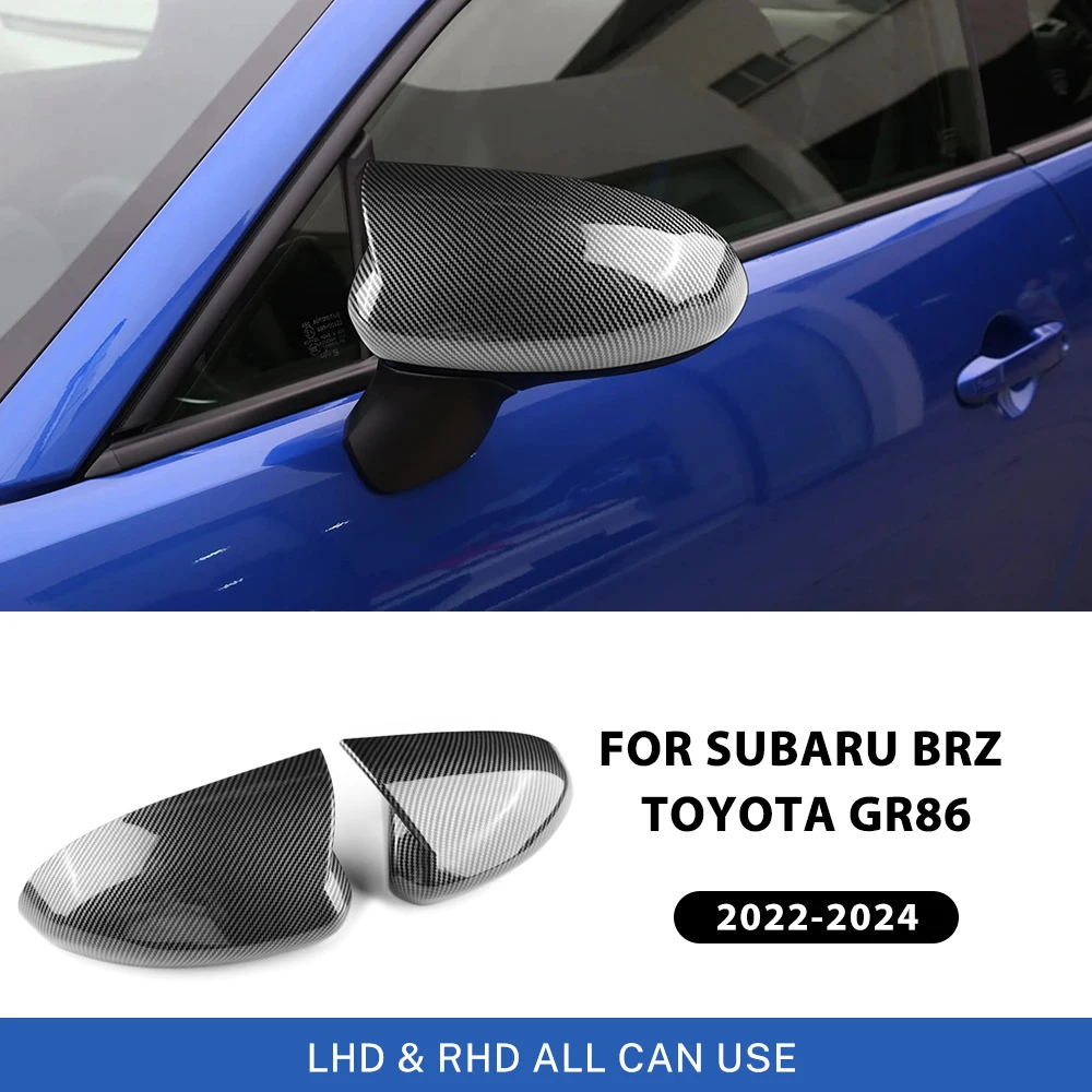 Rearview Mirror Cover For Subaru BRZ Toyota GR86 2021 2022 2023 2024 Carbon Fiber ABS Style Glossy Black Rear View Mirror Cap