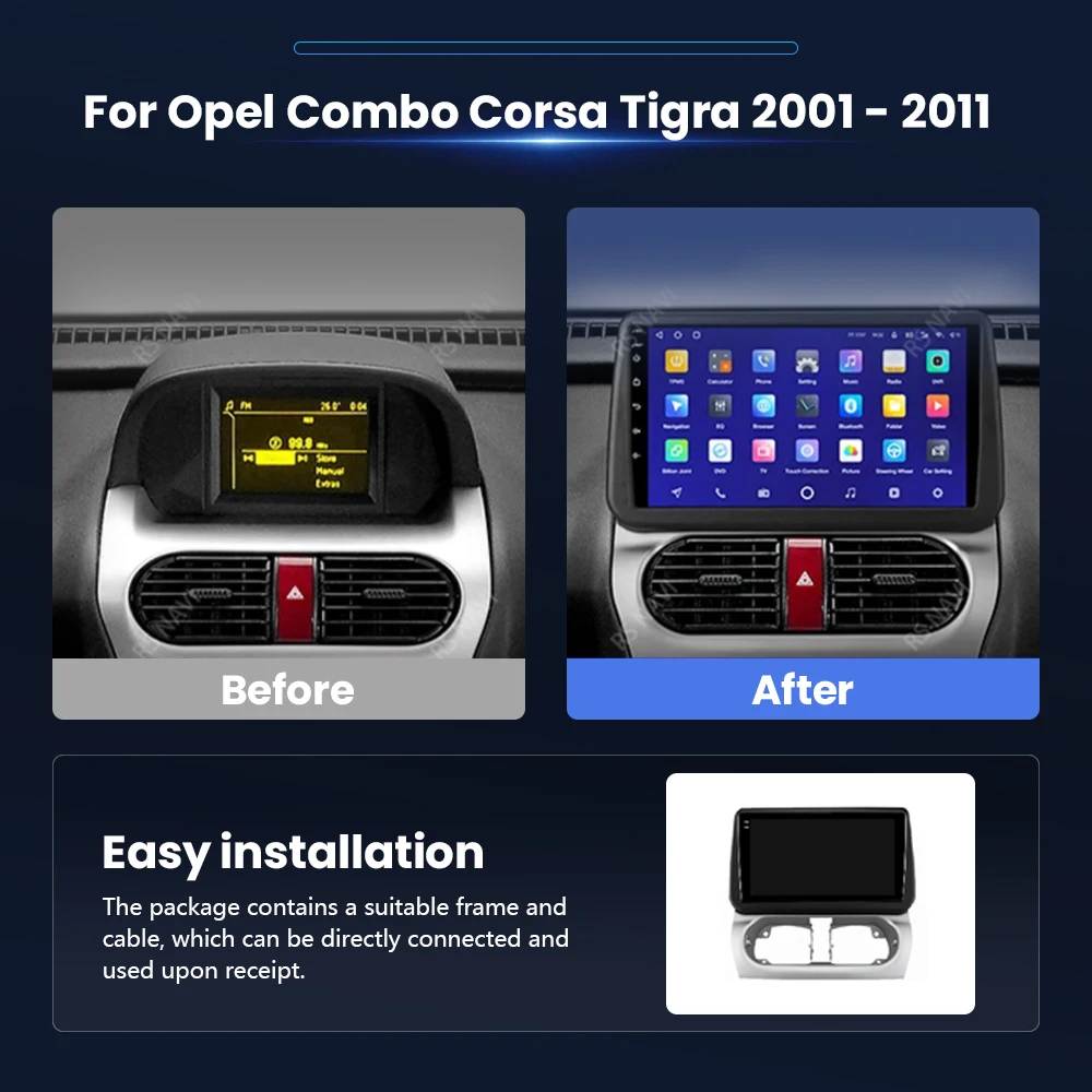 Android 16 Player Car Radio For Opel Combo Corsa Tigra 2001 2002 2003 - 2011 Carplay Auto 2K Screen Multimedia Autoradio Stereo - view 2