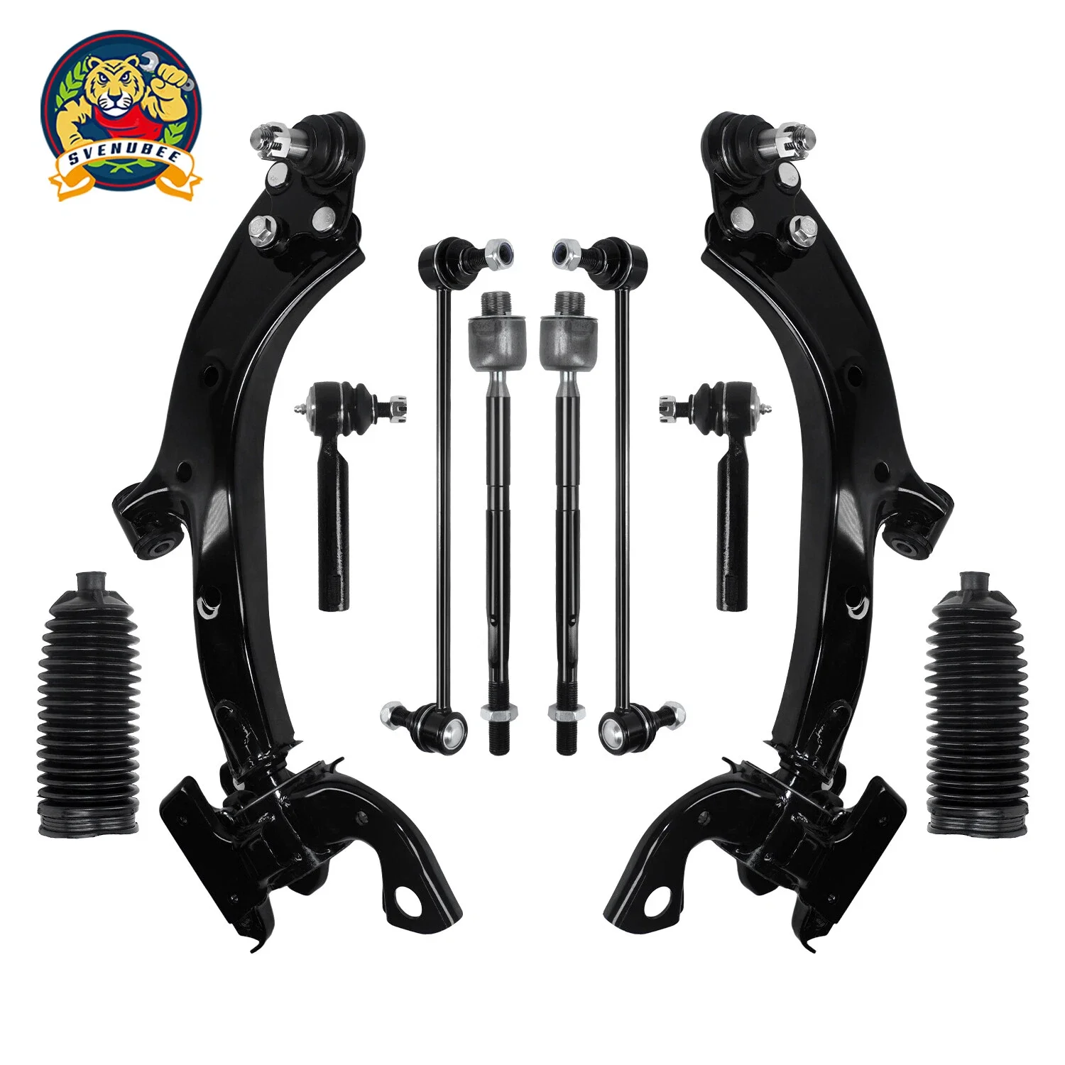 Svenubee 10pcs Front Control Arm With Ball Joint Sway Bar Inner Outer Tie Rod Boot Suspension Kit For Acura RDX 2007-2012