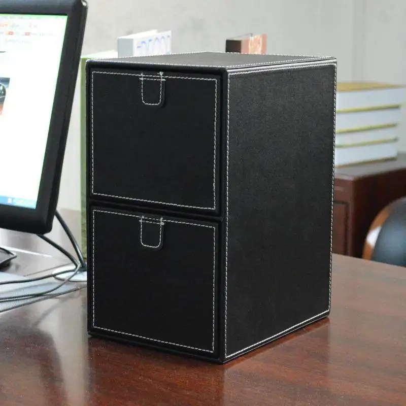 Creative Leather CD Storage Box 2-Drawer DVD Disc Organizer Cabinet with High-End Desktop Design for Media Collection&Home Decor - view 6