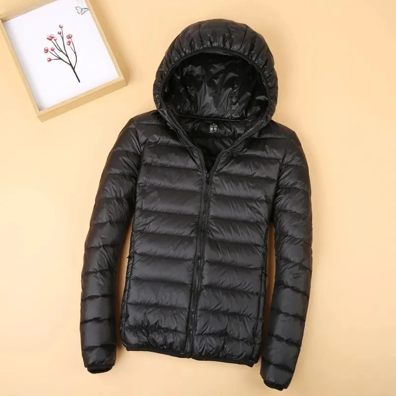 Spring 2024 New Women's Light Coat Down Parkas Female hooded Short Jacket Stand Cotton Padded Collar Plus Slim Cotton Overcoat