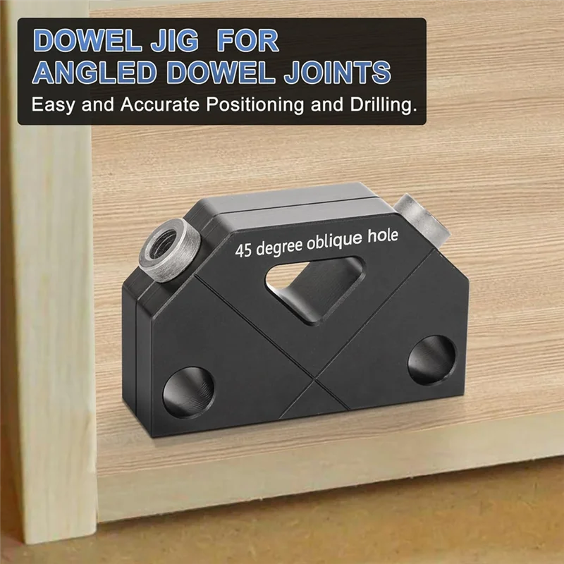 

A33Z-Dowel Jig For Angled Dowel Joints, Dowel Jig Kit With Drill Bit,Hex Key, Stop Ring, Plastic Pocket Hole Plug And Screws