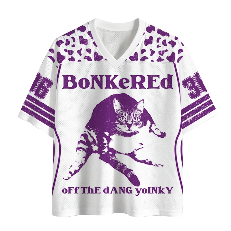New Sports Mesh Jersey, Quick Drying Sports Short Sleeved Jersey, Upgraded Fabric, Mesh Knitted Fabric, Fun Little Cat,Y2K Trend