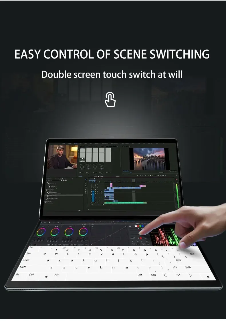 DS18 كمبيوتر صغير بشاشة تعمل باللمس كمبيوتر محمول Intel Core I3-1215U Windows 11 DDR4 16/32GB M.2 2280 SSD WIFI6 BT5.2 10.95 "كمبيوتر محمول مزدوج #5