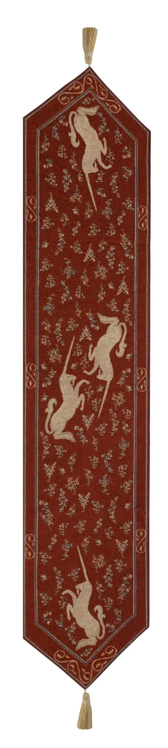 Licorne II Large French Decorative Tapestry Table Runner 70 x 14 in