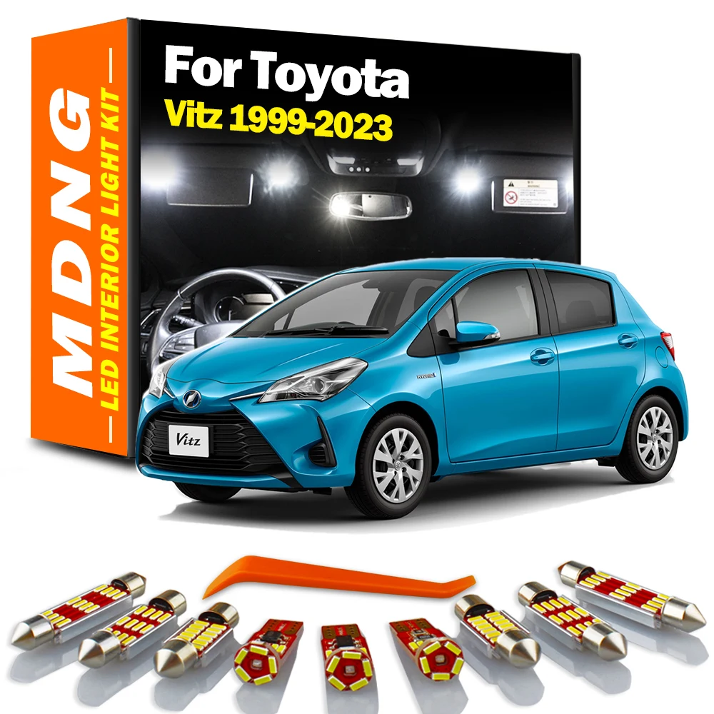 MDNG Car LED Interior Dome Map Trunk Indoor Light Kit For Toyota Vitz 1999- 2016 2018 2019 2020 2021 2022 2023 Number Plate Bulb