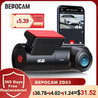 BEPOCAM ZD03 4K Dash Cam for Cars Wifi with 170° Wide Angle FOV WDR Night Vision Car DVR 24H Parking Monitor WIFI & App Control