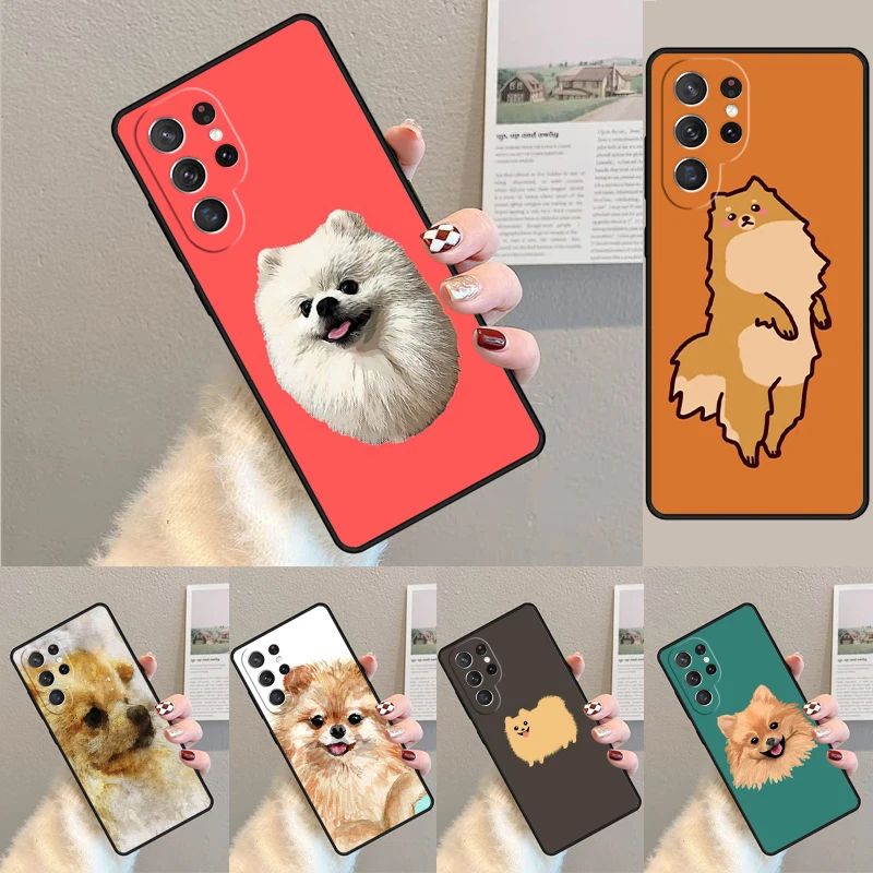 Cover For Samsung Galaxy S24 Ultra S21 S22 S8 S9 S10E Note 10 20 Plus FE S23 Pomeranian Watercolor Dog Phone case Coque