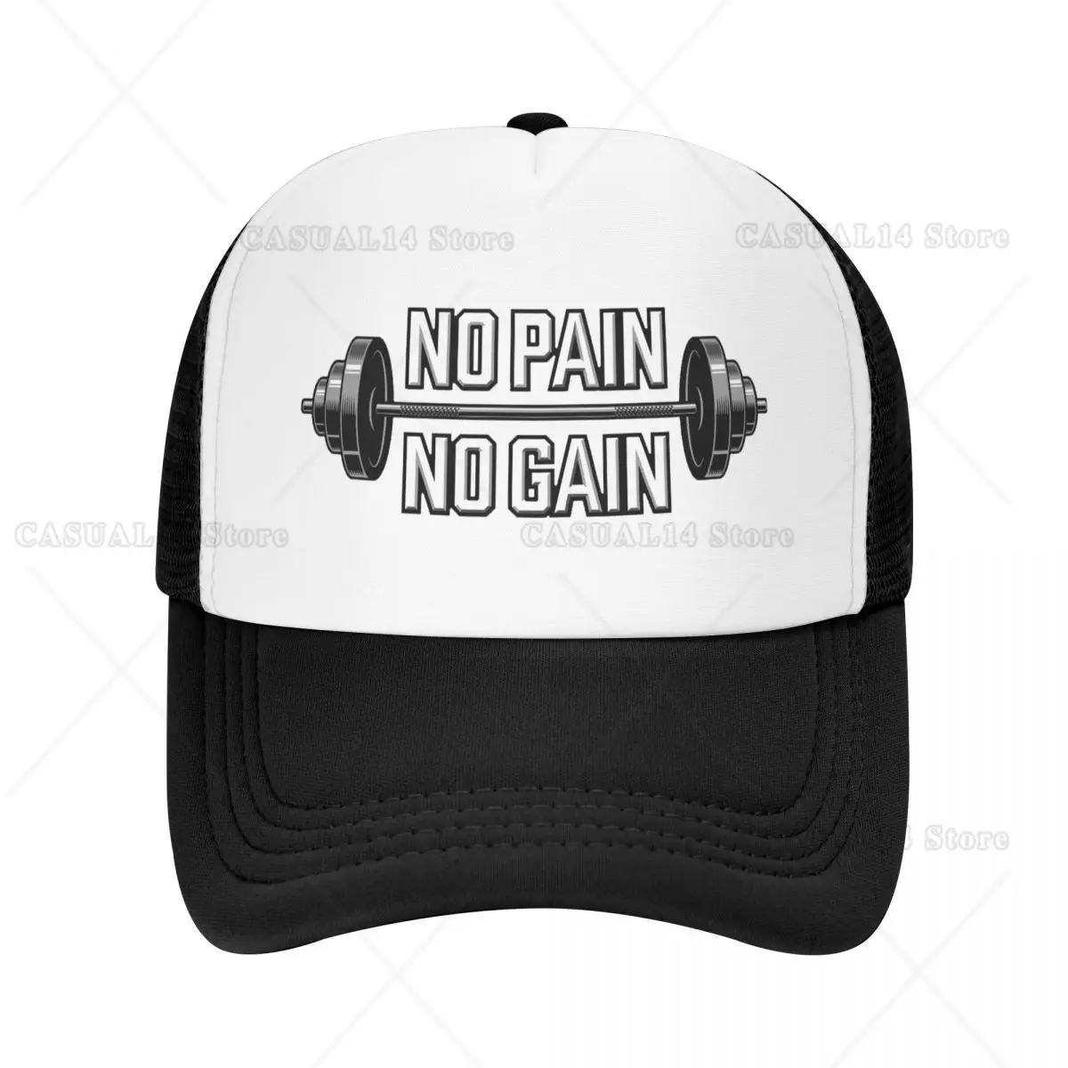 

No Pain No Gain Gym Motivational Quote Baseball Cap Sun Protection Adjustable Bodybuilding Workout Trucker Hat