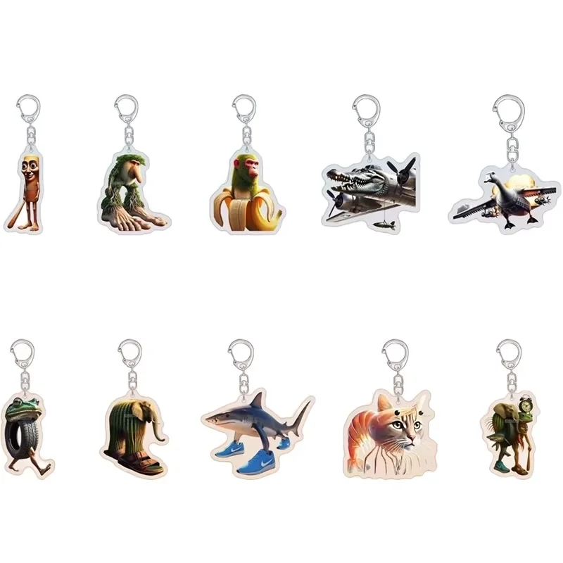 

Funny Italian Brainrot Animal Key Chain Accessories Funny Sigma Skibidi Rizz Cat Meme Creative Key Chain Fan Friend Gift