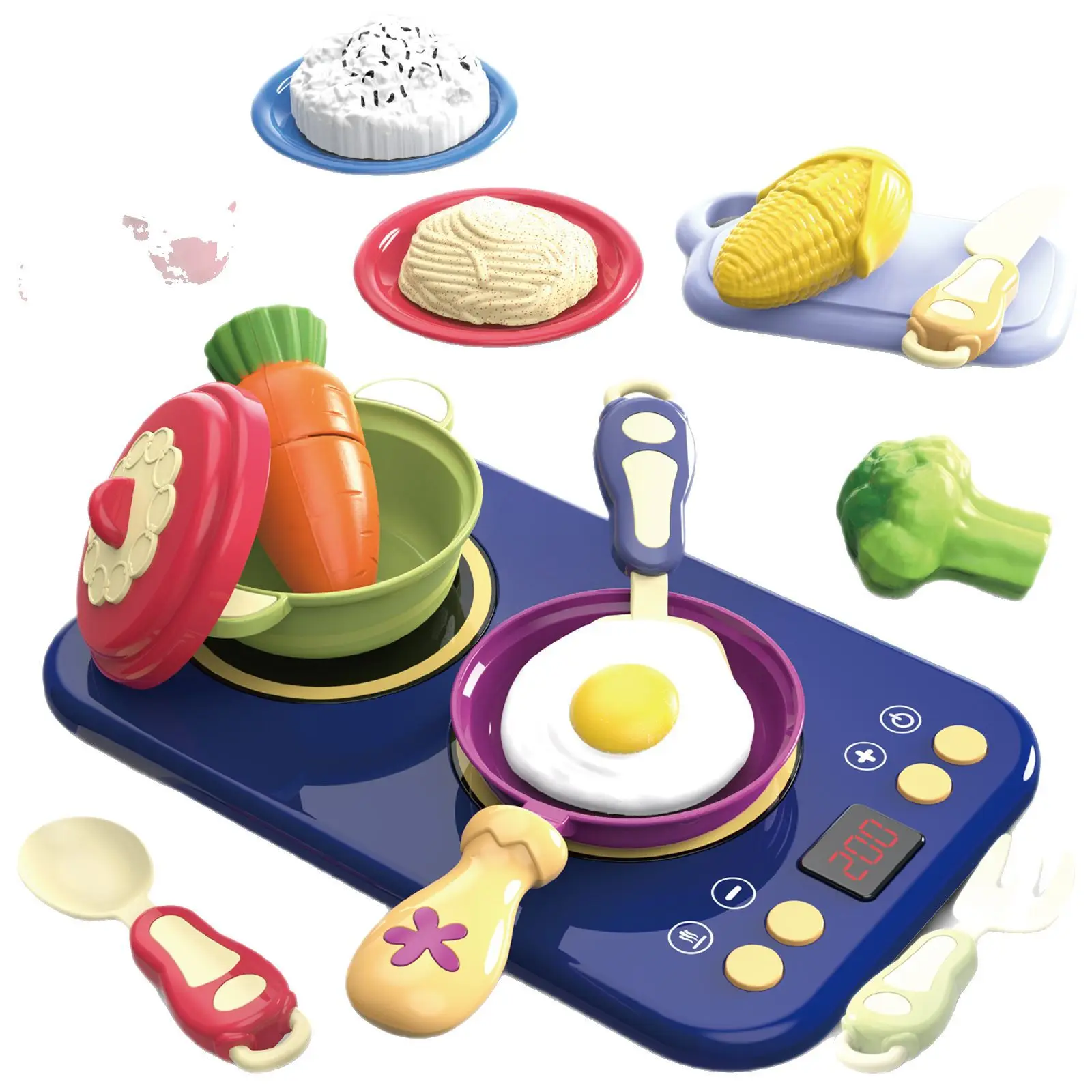 لعبة المطبخ المنزلية المحاكاة للأطفال لقطع الموسيقى والطبخ وعاء ساخن للأولاد والبنات الصوت والضوء الكهربائي