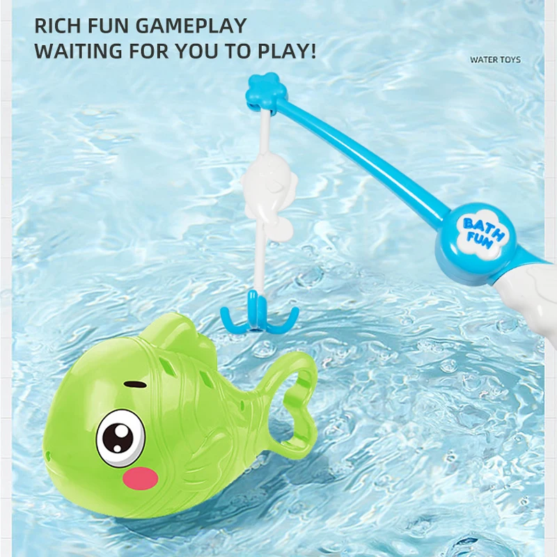 Bath Toys Fishing Games with Fish Net Squirt Fishes Crab Pool Bath Time Bathtub Toy for Toddlers Baby Kids Infant Girls Boys Age