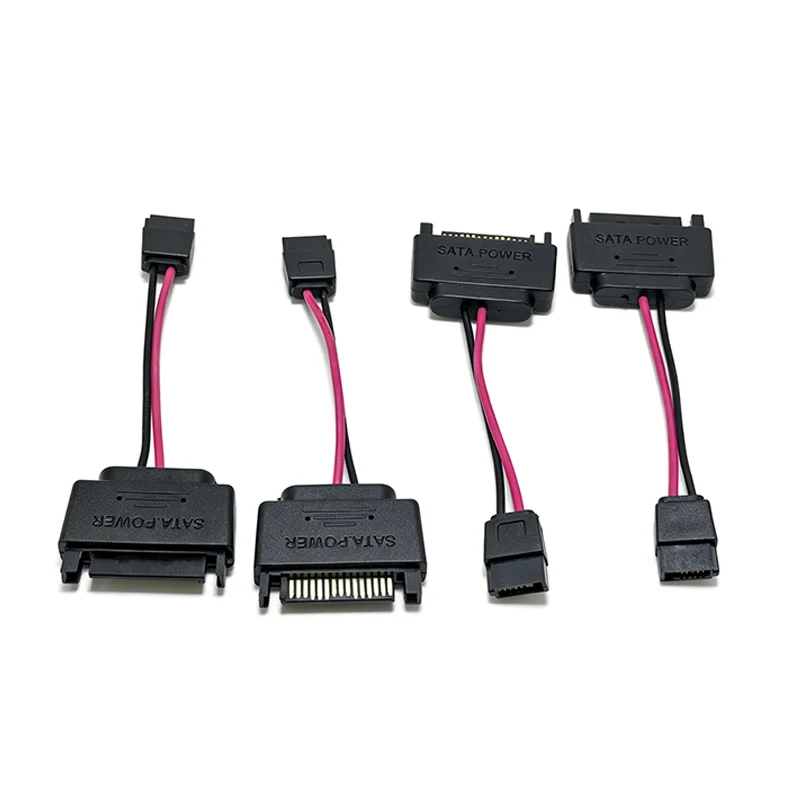 4Pc SATA 15-Pin Male To SATA 6-Pin Female Slimline Power Adapter Cable 20AWG For Laptop Optical Drive