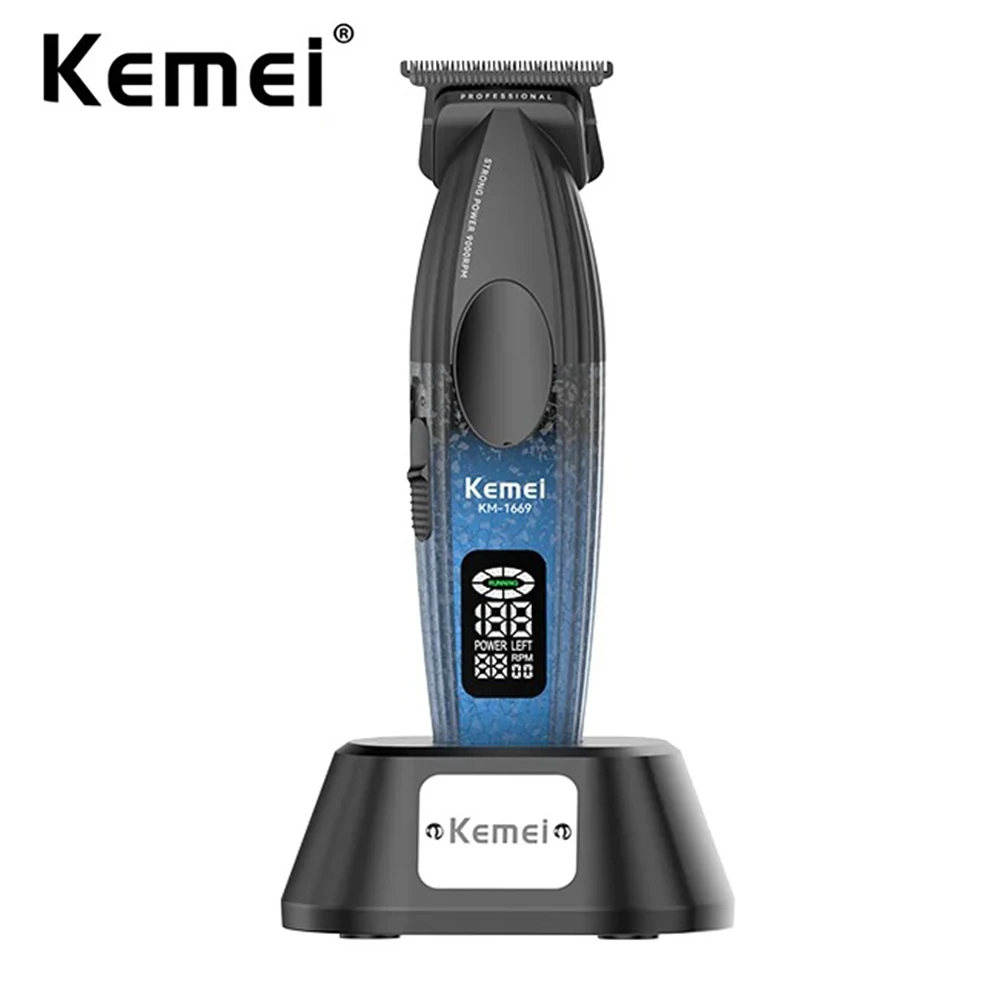 Kemei Professional Hair Trimmer 9000rpm Zero Gapped Beard Trimmer Men Cordless Rechargeable Hair Clipper Hair Cutting Machine