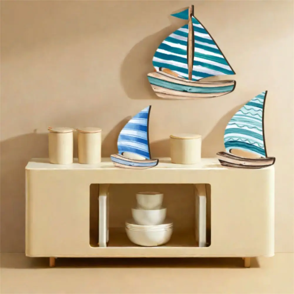 

Ocean Theme Wooden Sailboat Wall Ornaments Hawaiian Style Retro Sailboat Hanging Sign Funny Beach Ocean Sailboat Decor