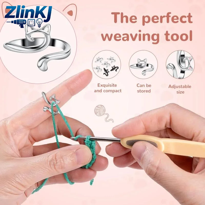 6/7/10Pcs Adjustable Knitting Yarn Guide Loop Rings Crochet Finger Holders Ideal Gift for Knitting Lovers Beginners