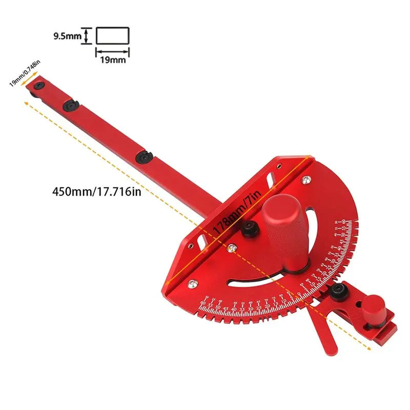 ABKP-Sawing Assembly Ruler Red Miter Gauge Aluminum Alloy Handle For Table Saw Router Bench Woodworking Tools