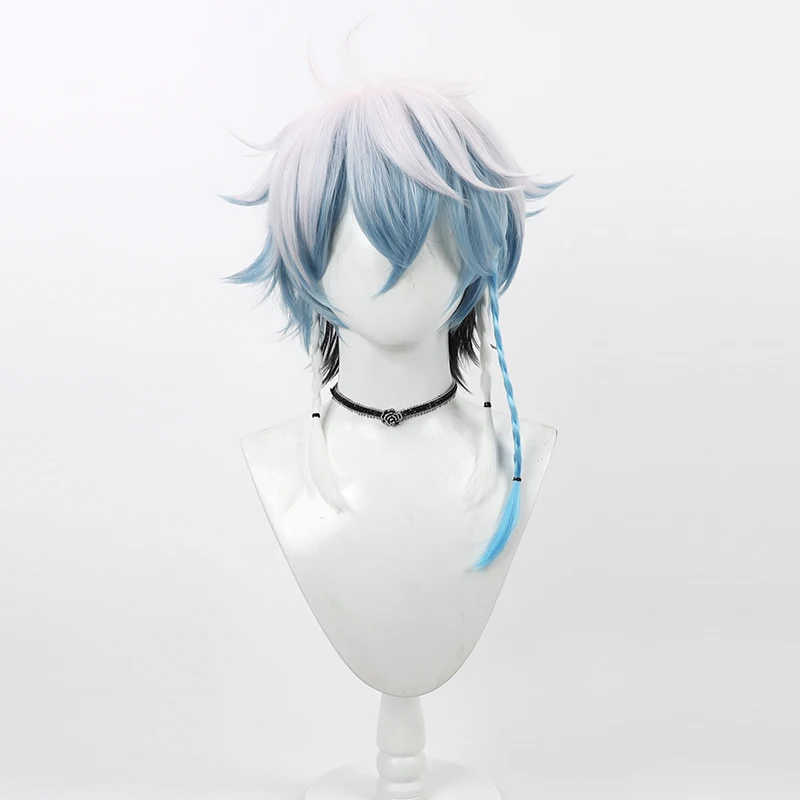 가상 유튜브 Vtuber 옥타비오 코스프레 가발 할로윈 카니발 파티 소품 합성 머리 내열성 섬유 + 가발 모자