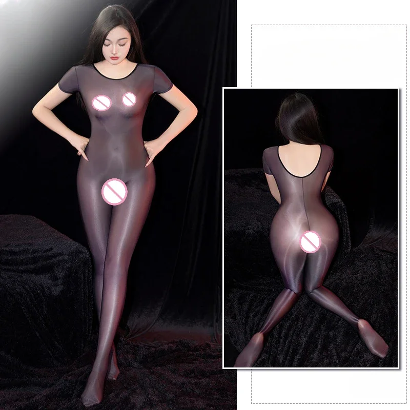 جوارب نسائية ضيقة مفتوحة المنشعب جوارب شفافة لامعة ولامعة جوارب طويلة مثيرة عالية المرونة شفافة للجسم #5