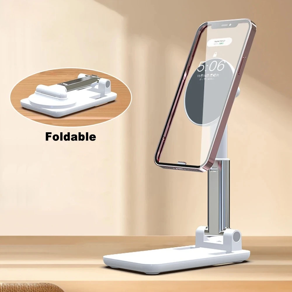 Suporte magnético para celular, portátil, dobrável, suporte de mesa para celular, altura ajustável, suporte para iPhone Samsung