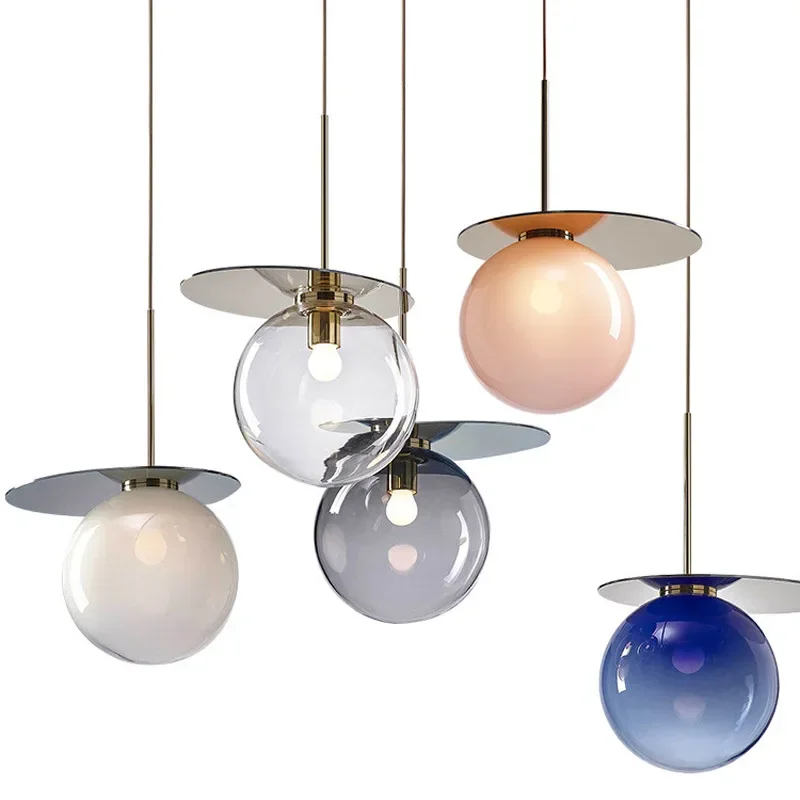 

Nordic Modern Glass Ball Chandelier Living Room Restaurant Multi Head Combination Creative Personality Macarone Small