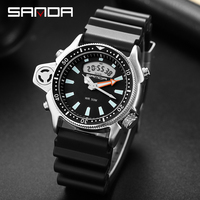 SANDA New Fashion Sport Men's Watch LED Digital Watch Men  Outdoor Military Quartz Wristwatch Diver Man Watch Relogio Masculino