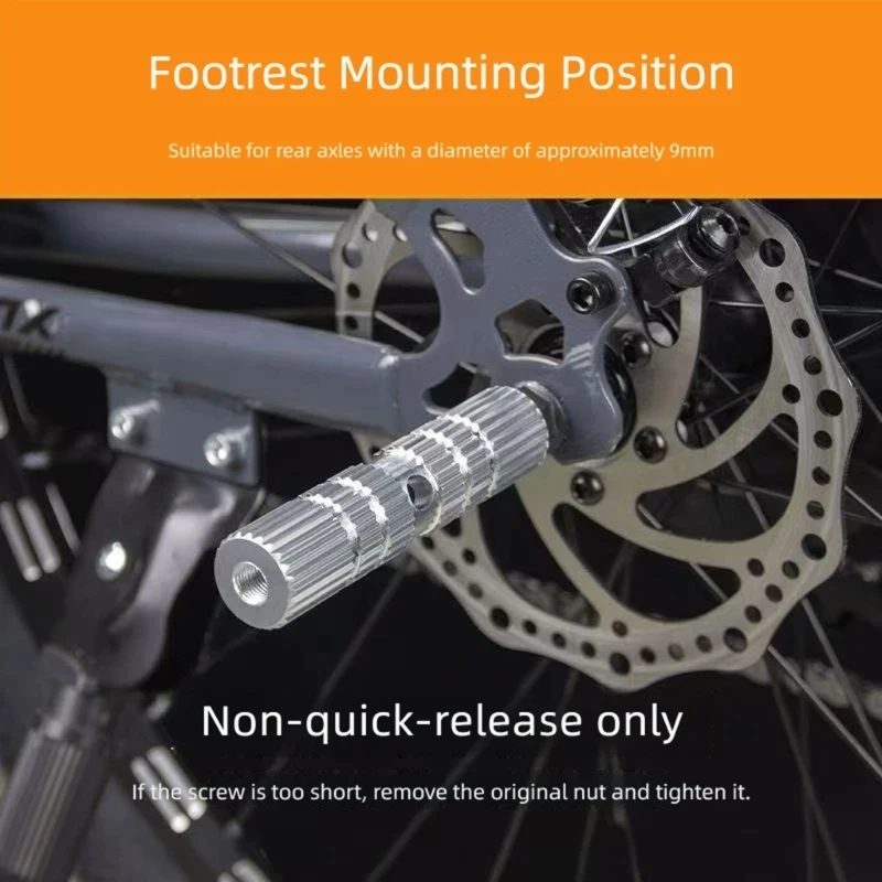 Bike Foot Peg Cycle Foot Support Pair for Rear Passenger Use, Aluminum Body with Grip Grooves and Secure Screw Mount Form