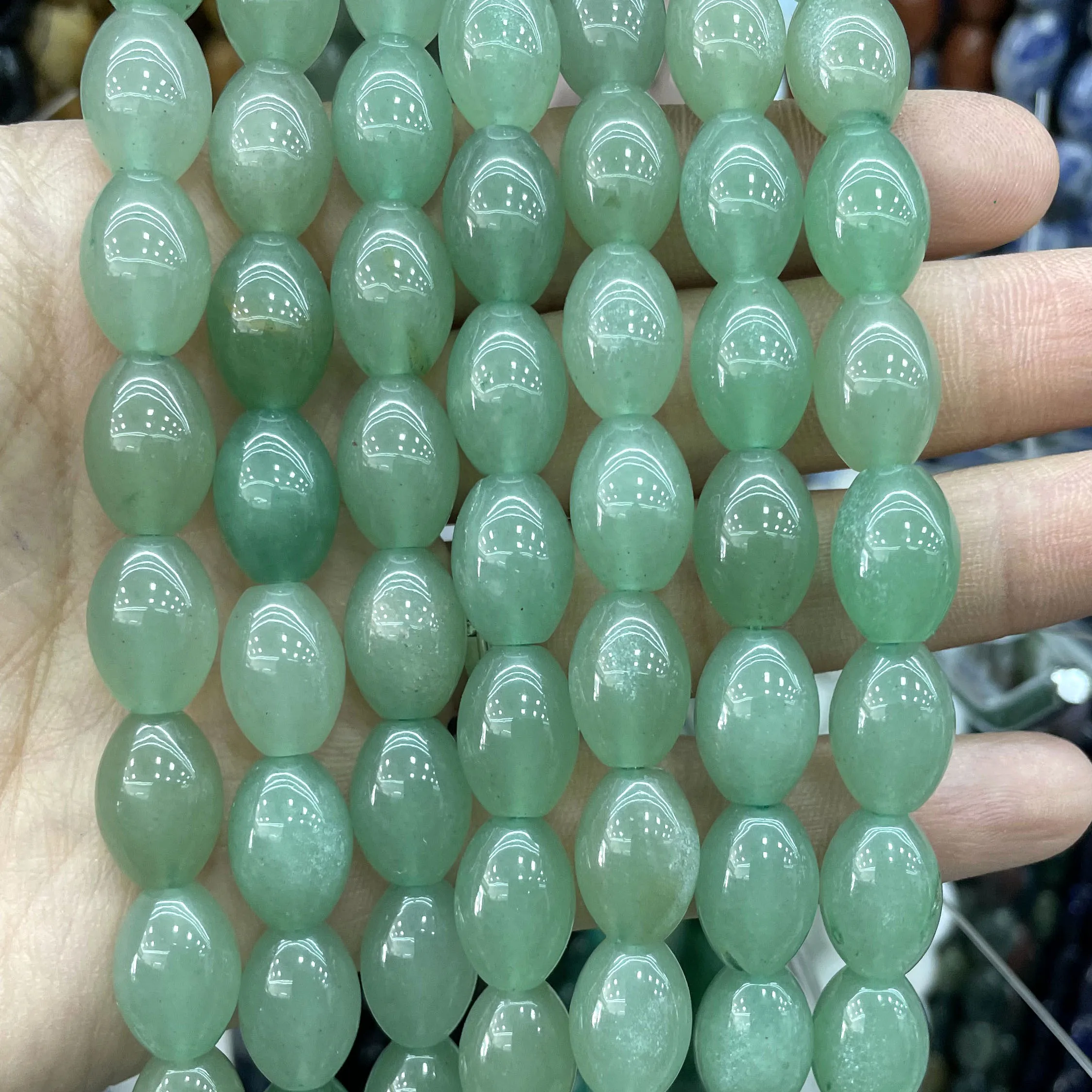 10*14MM Natural Stone Rice Shape Agates Quartz Aventurine Loose Spacer Beads For Jewelry Making DIY Bracelet Necklace Accessorie