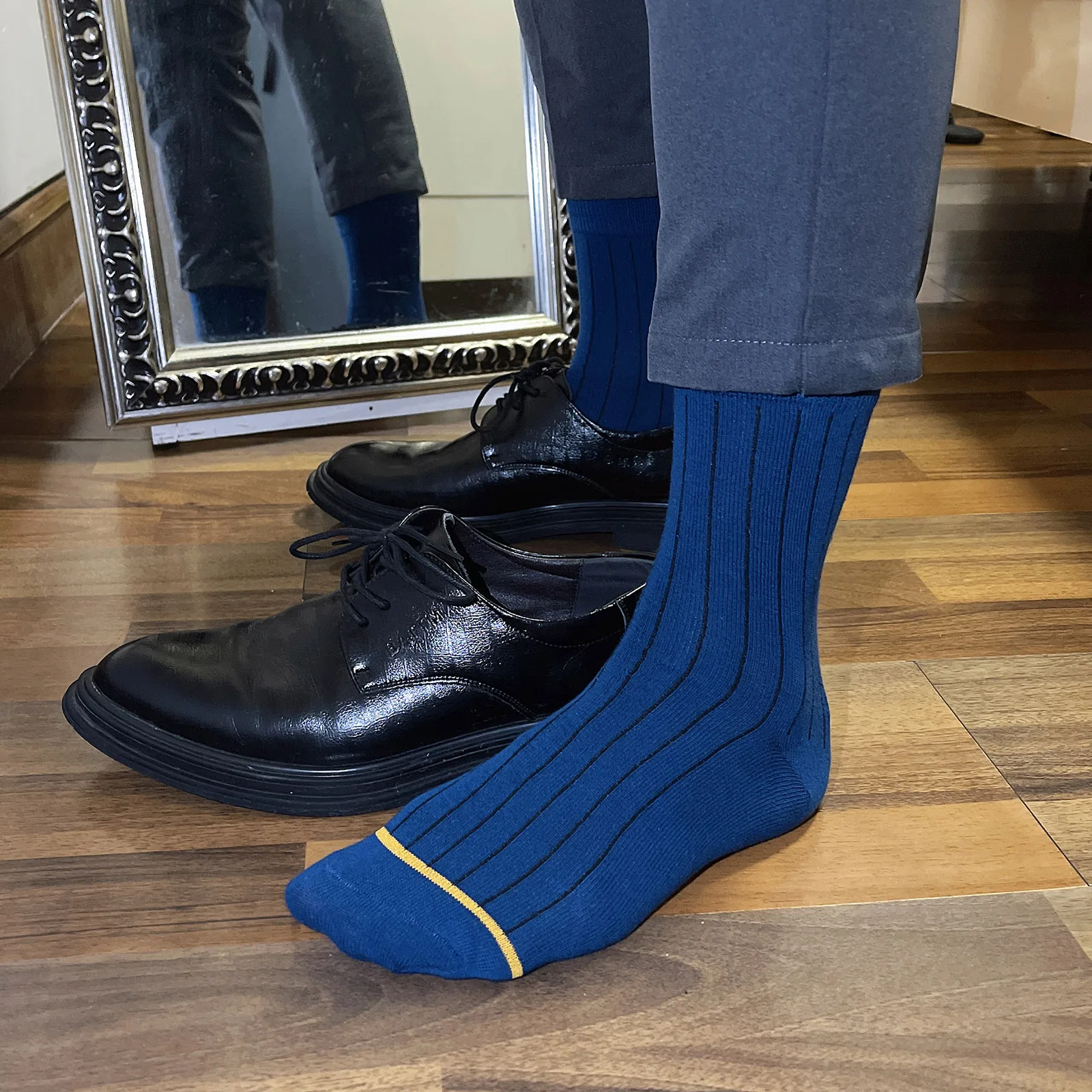 Herren Sexy Baumwolle Business Socken Bequeme atmungsaktive Sportsocken High Tube Gestreifte Casual Soft Socken – Detail 15