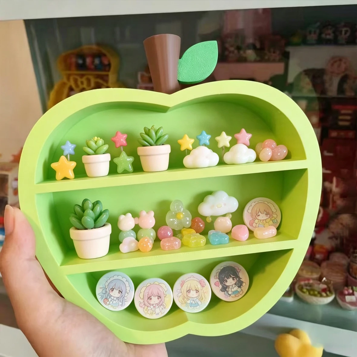 Korean INS Apple Multi-layer Cartoon Figurine Display Rack 3D Printed Desktop Storage Rack New Storage Rack Decoration Cute Gift