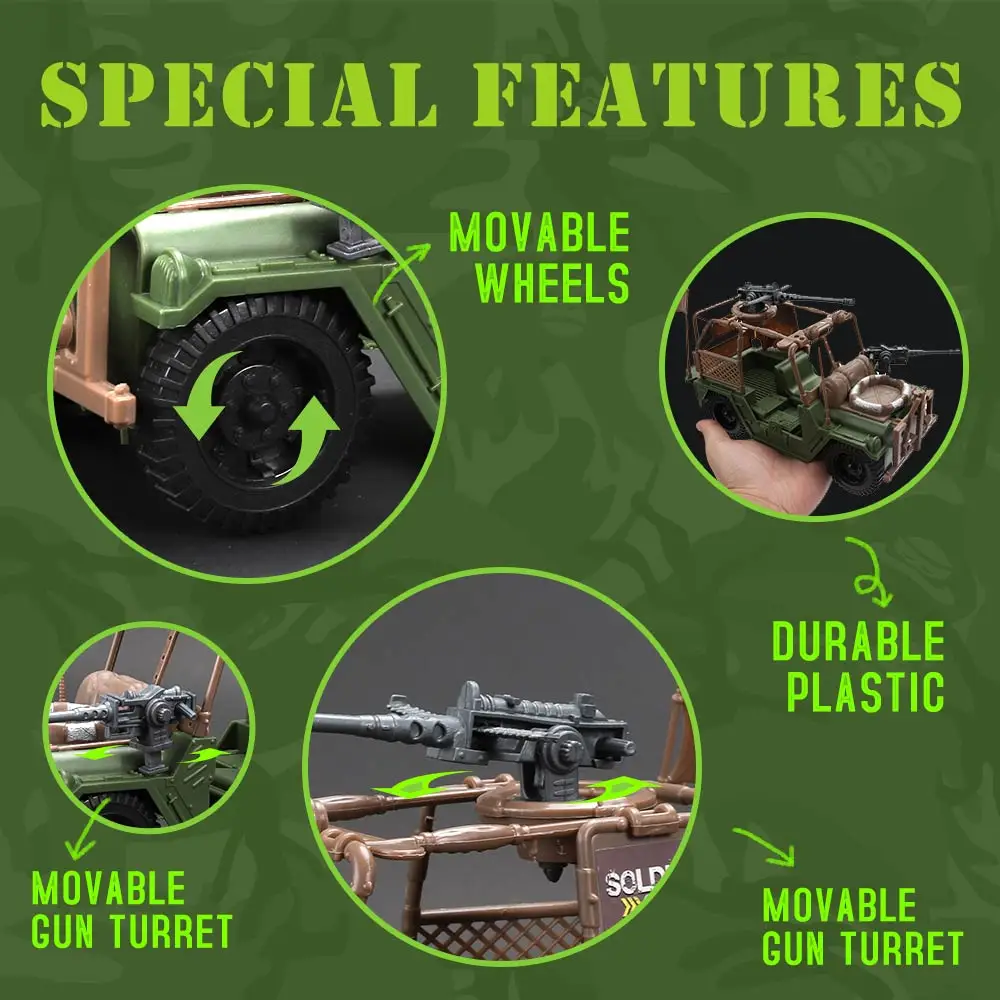 ViiKONDO Military Vehicle Model Kit Toy Combat Vehicle Movable Parts Compatible 1/18 Action Figure Fun Army Men Wargame Boy Gift