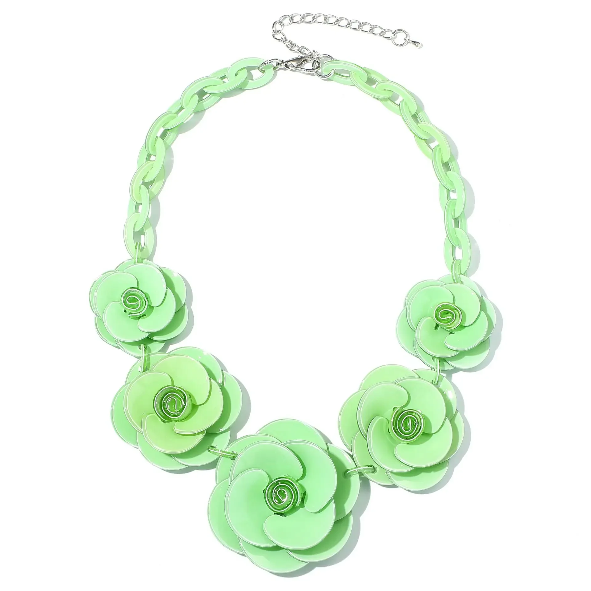 Blucome 2022 New Acrylic Flower Shape Necklace Female Exaggerated Clavicle Sweater Necklace Unique Women Girls Pendant Jewelry