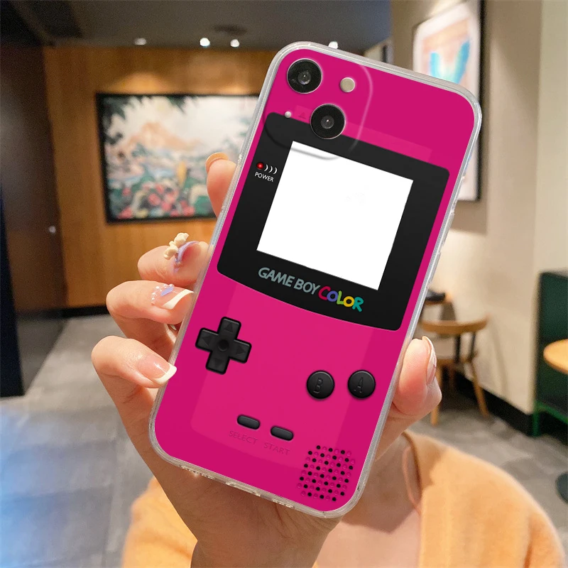 Прозрачный силиконовый чехол Gameboy для iPhone 15 14 13 12 Mini 11 Pro Max XS X XR 7 8 Plus