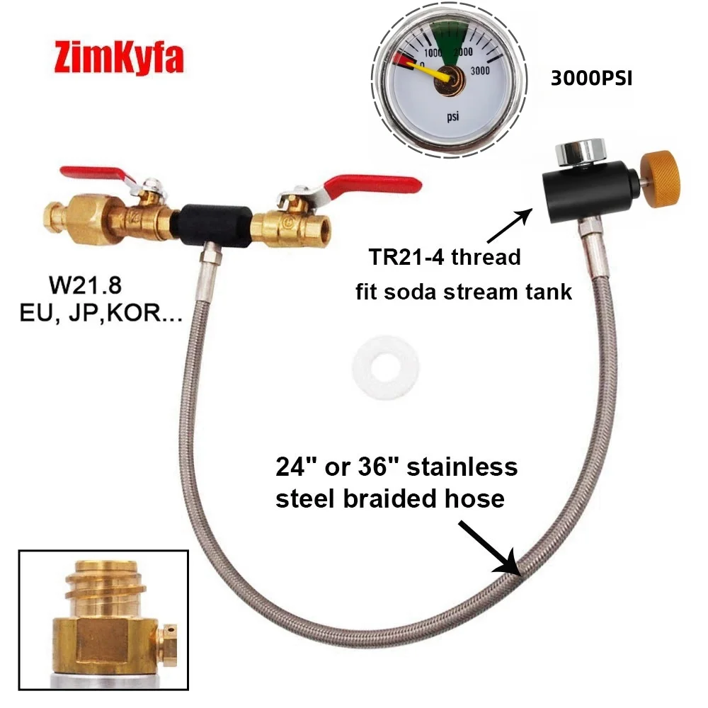 W21.8-14 CO2 Refill Adapter Opladen Adapter Voor Sodastream Vullen Soda Water Maker Carbonator Cilinder Tank Bus DIN477