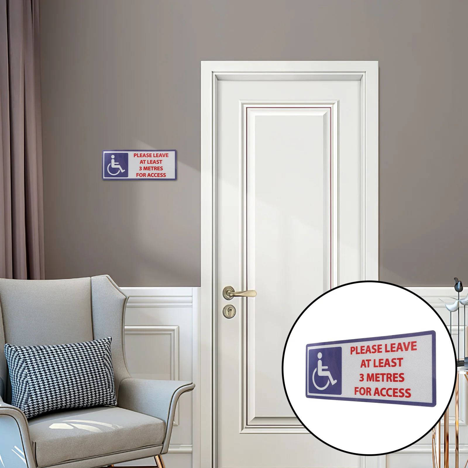 

Disabled People Warning Sticker 3 Meters Distance Waterproof Durable Easy Apply Floor Wall Safety Signage Handicap Parking Signs