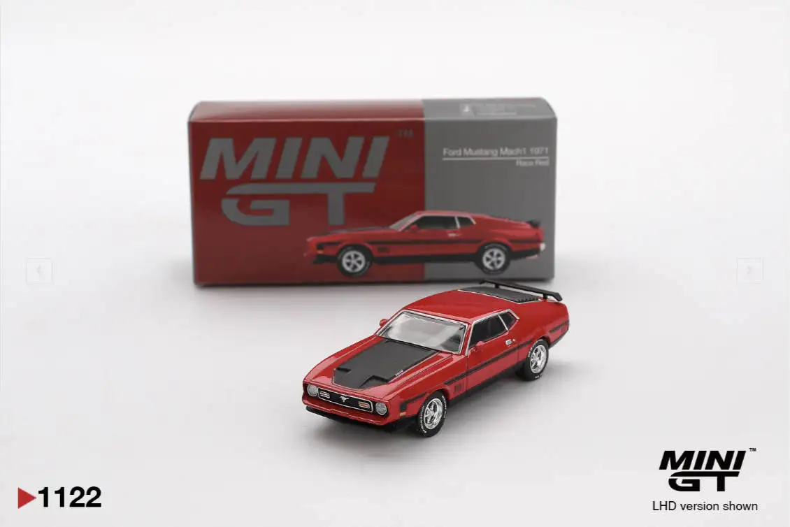 

MINIGT В наличии 1122 1:64 Ford Mustang Mach1 1971 Race Red Коллекционная модель автомобиля из литого металла